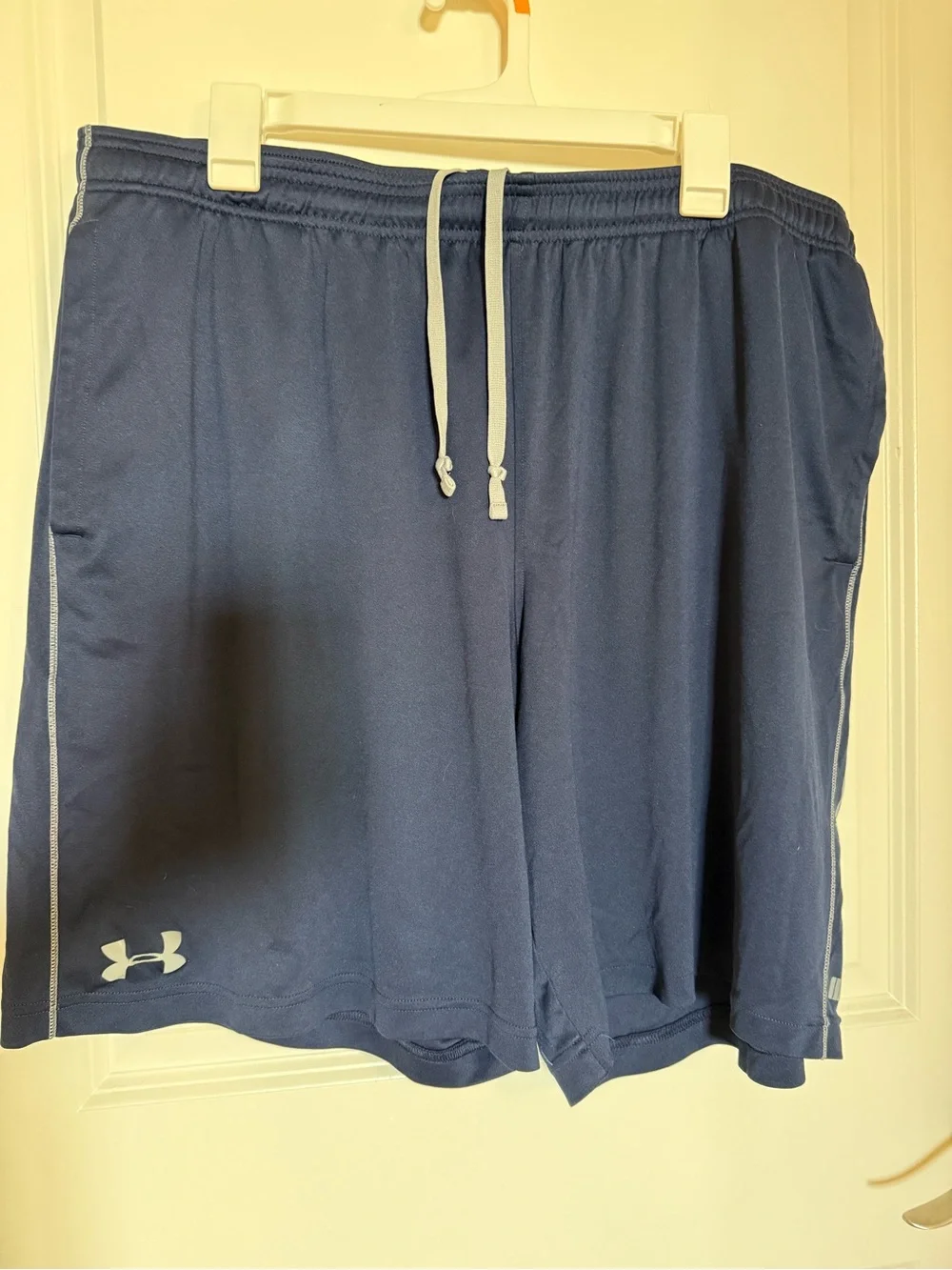 Under Armour Men's Navy Athletic Training Shorts with White Drawstring